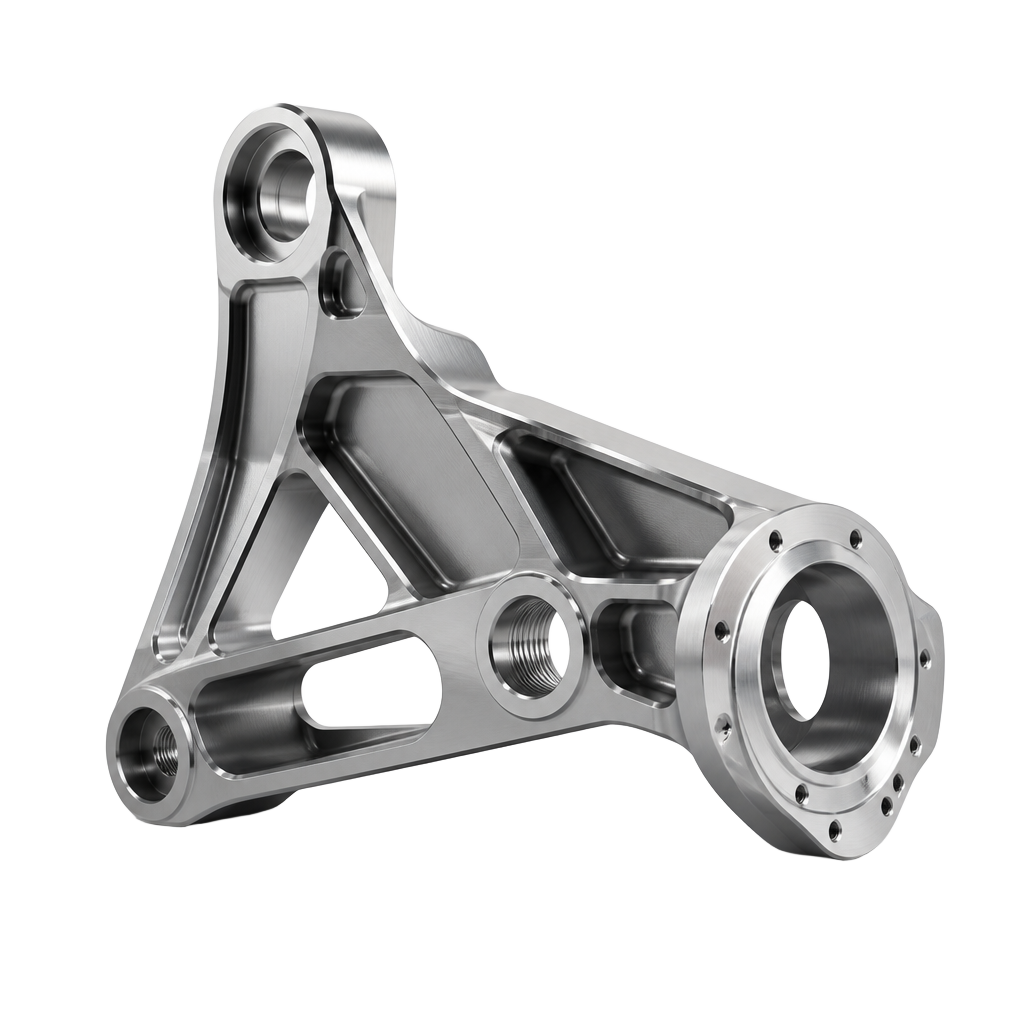 Precision 5-axis machined aerospace bracket in 7075-T651 aluminum